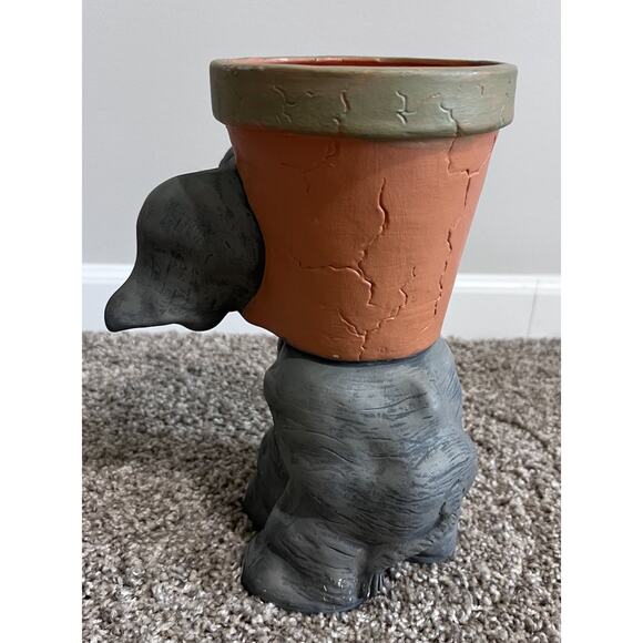Vintage Whimsical Gray ELEPHANT Waddle Pot Ceramic Terracotta Planter 11" - Picture 7 of 7